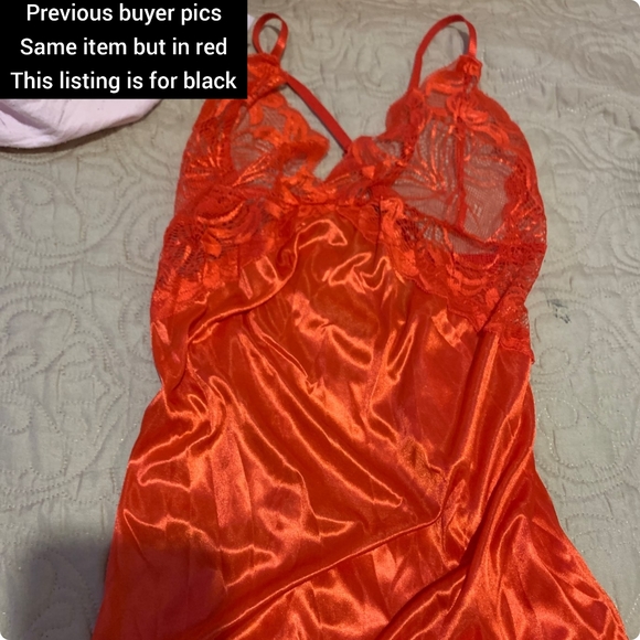 New in package - Large- Black Silky w Lace Nightgown Teddy Lingerie - Picture 6 of 6